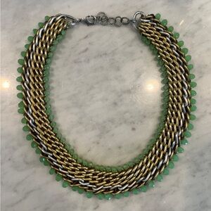 Chrysoprase and mixed metal statement necklace